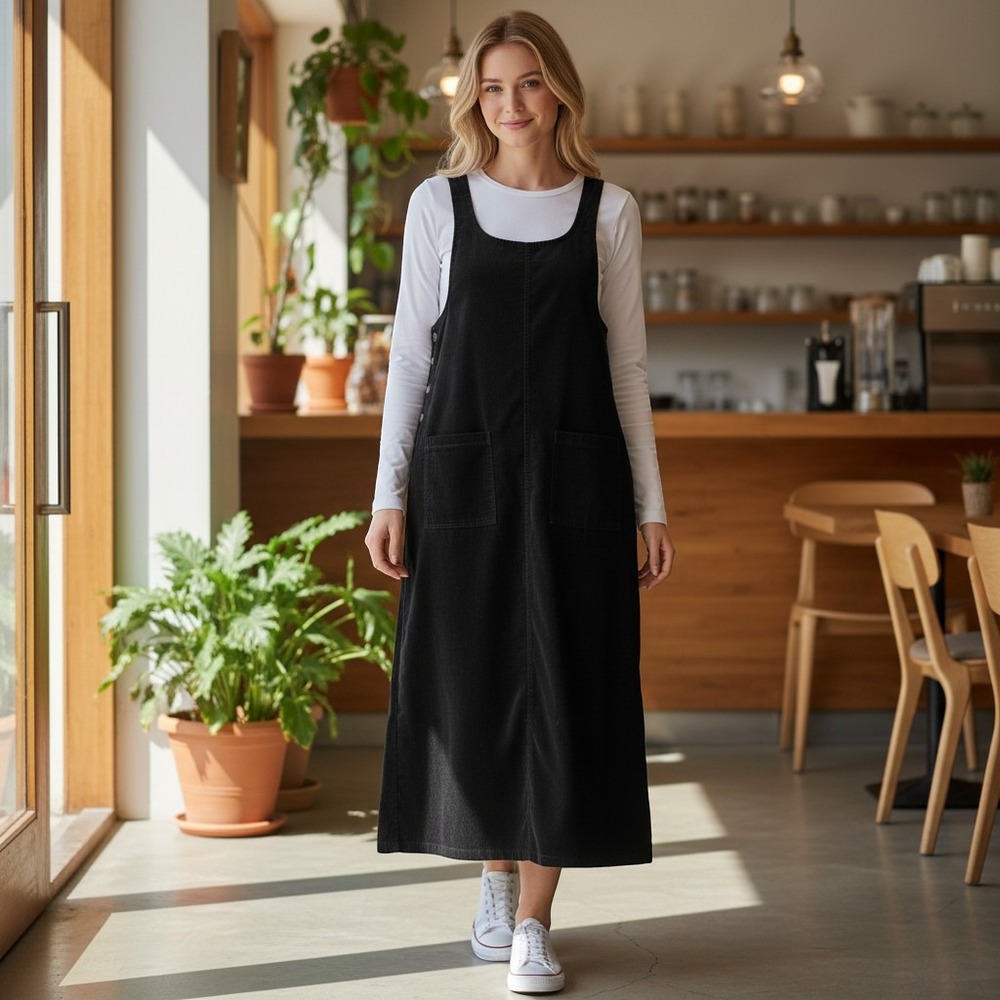 Amanda Smith Black Maxi Pinafore Dress